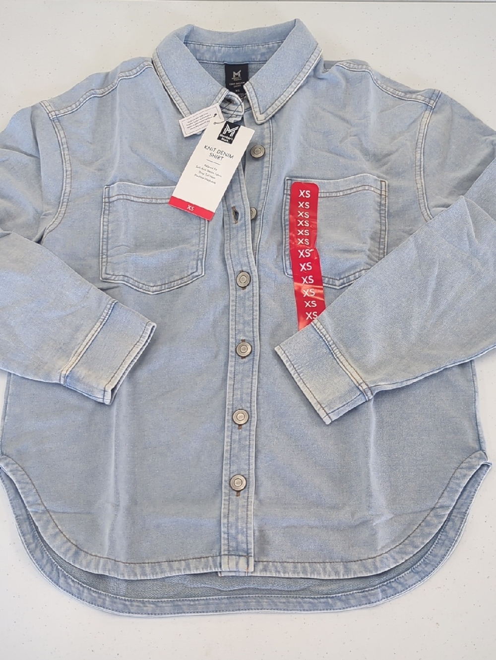 Light Blue Denim Button-Down Shirt - XS